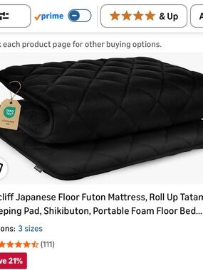 Black Japanese Floor Futon Mattress - Roll Up Tatami Shikibuton